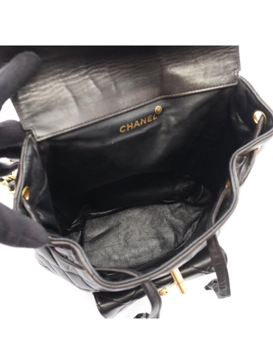 Chanel Backpack Quilted Black Lambskin Double Turnlock Chain main image 4
